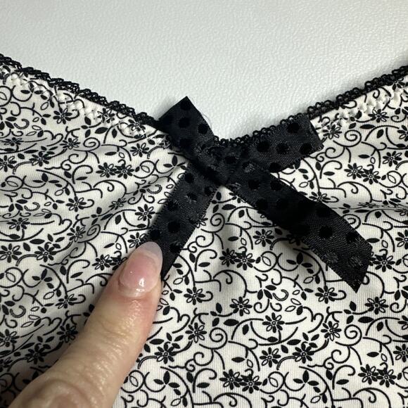 Gina Benotti M Floral Bow Cami Top Black White Stretch Y2K Coquette Goth - Picture 7 of 11